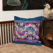 Winding Embroidered Indigo Cushion Cover