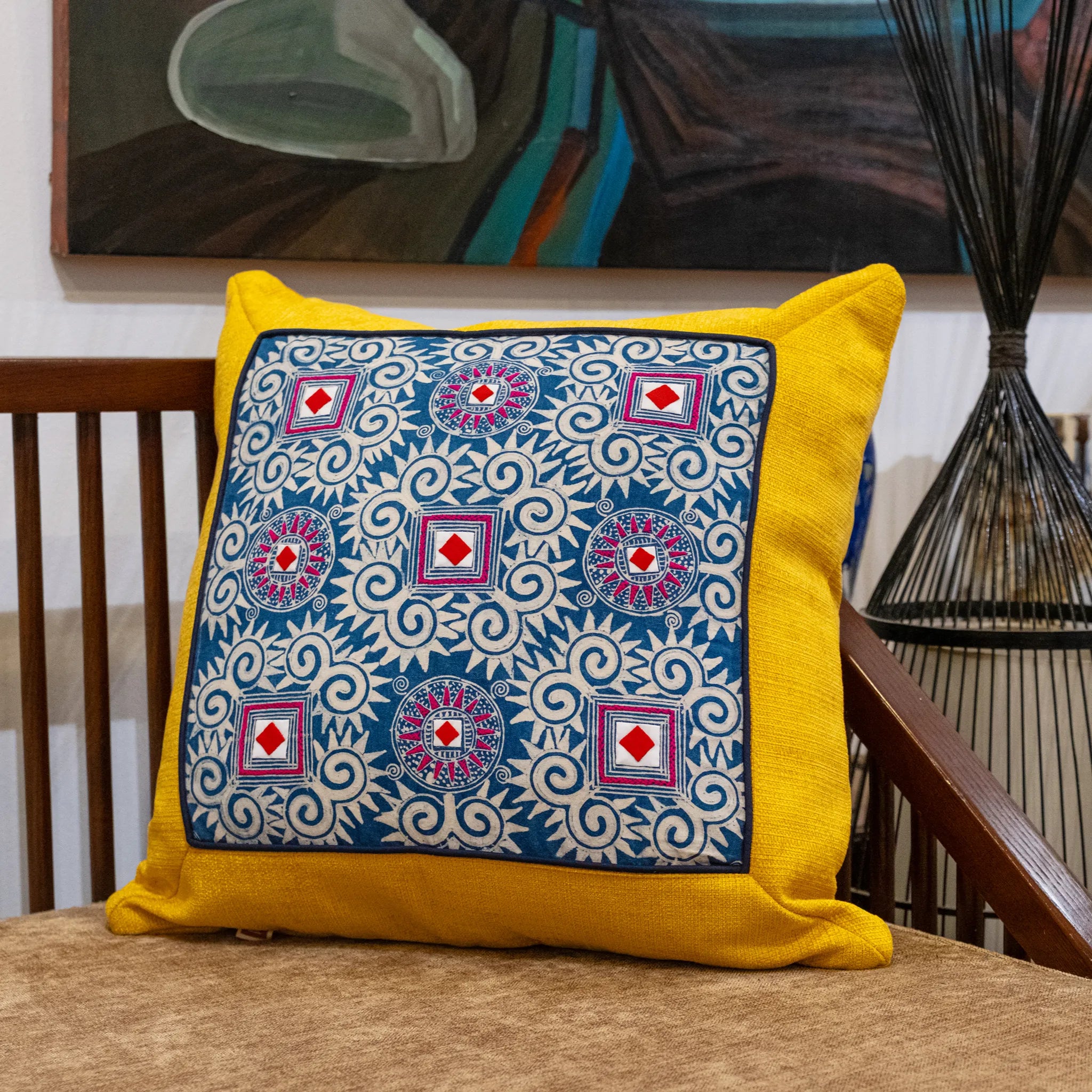 Indigo Batik Cushion Cover (48 cm)