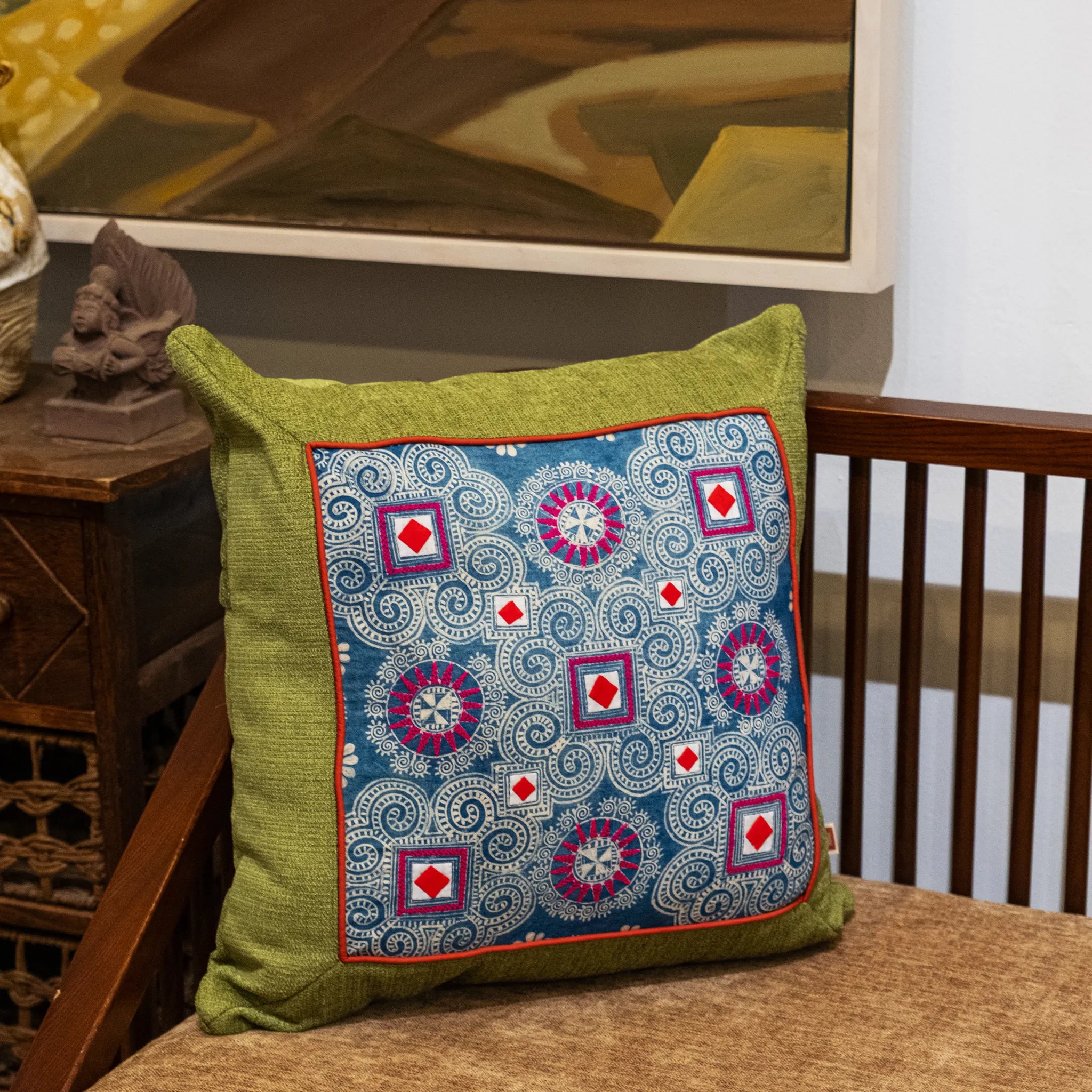 Indigo Batik Cushion Cover (48 cm)