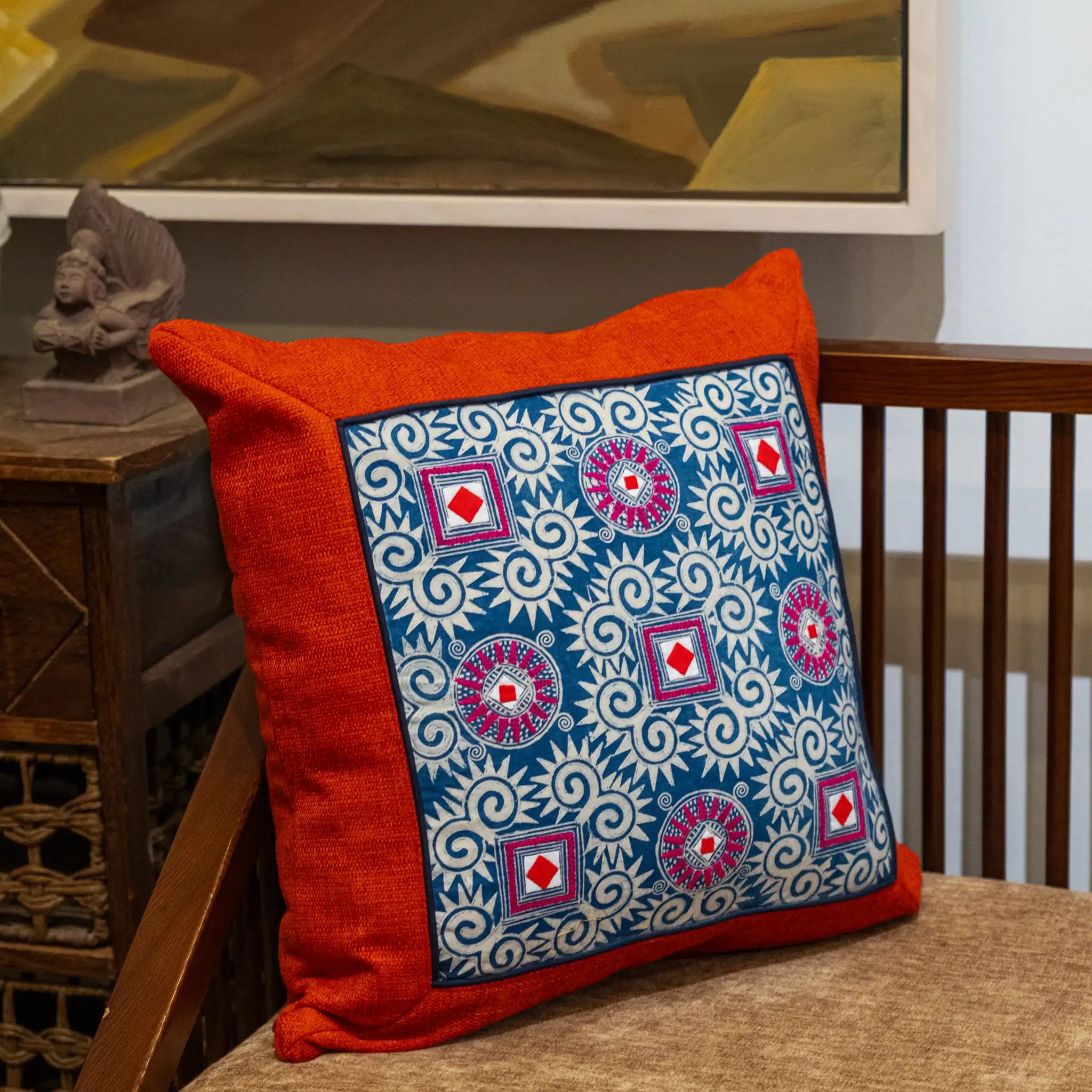 Indigo Batik Cushion Cover (48 cm)