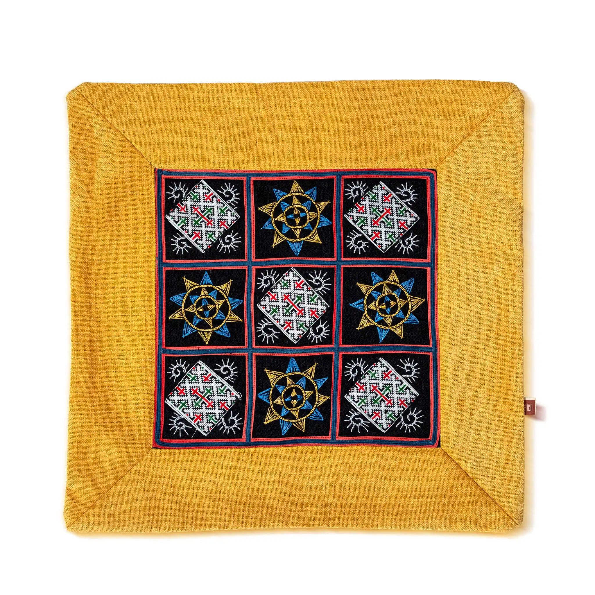 Green Hmong Black Brocade Cushion Cover