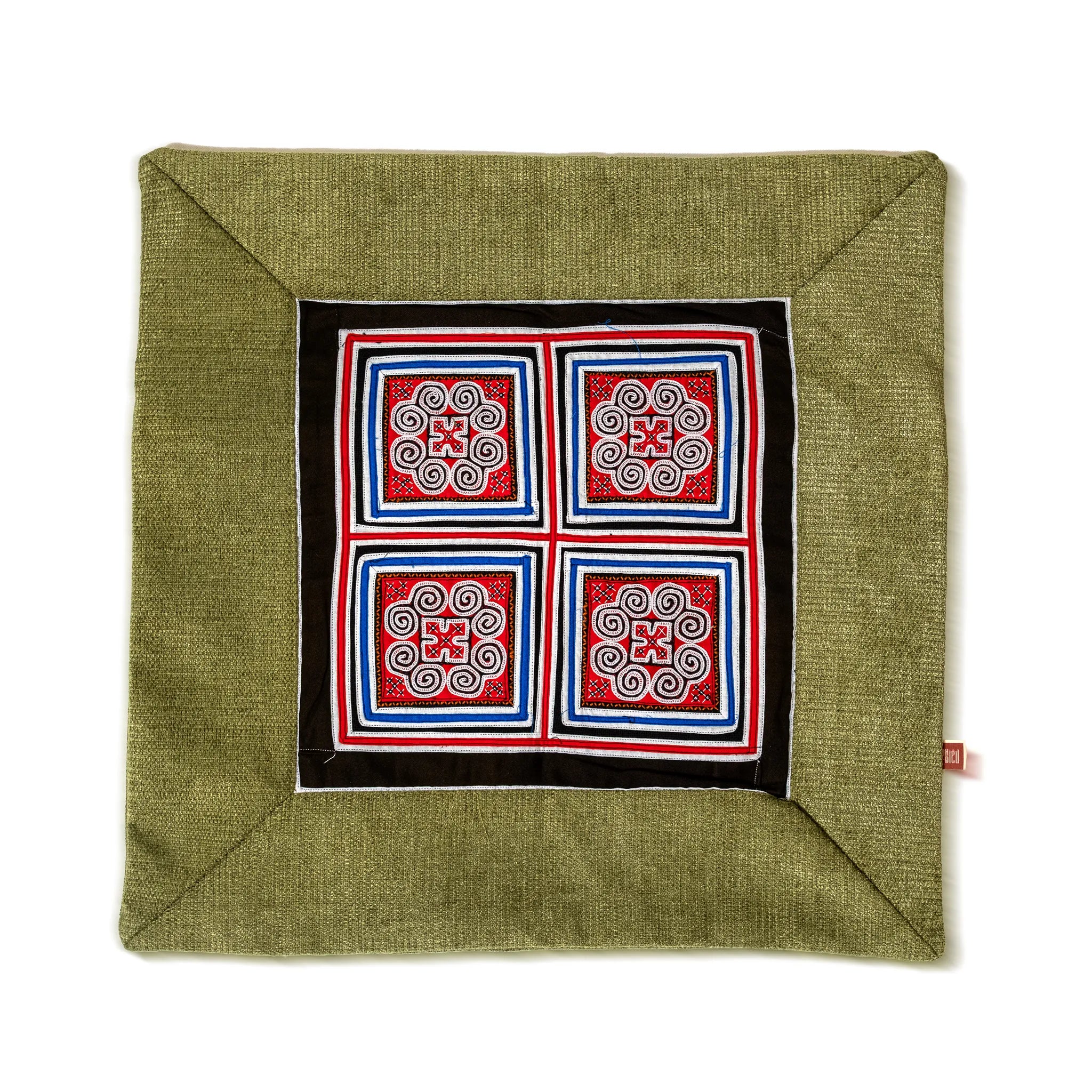 Flower Hmong Red Brocade Cushion Cover