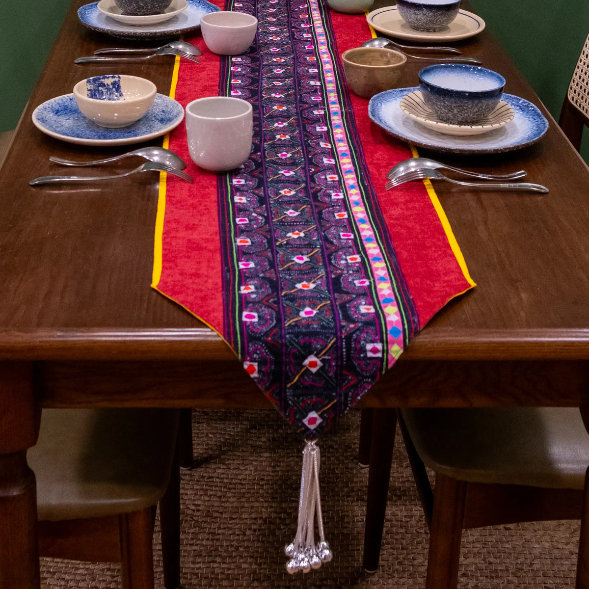 Embroidered Brocade Table Runner